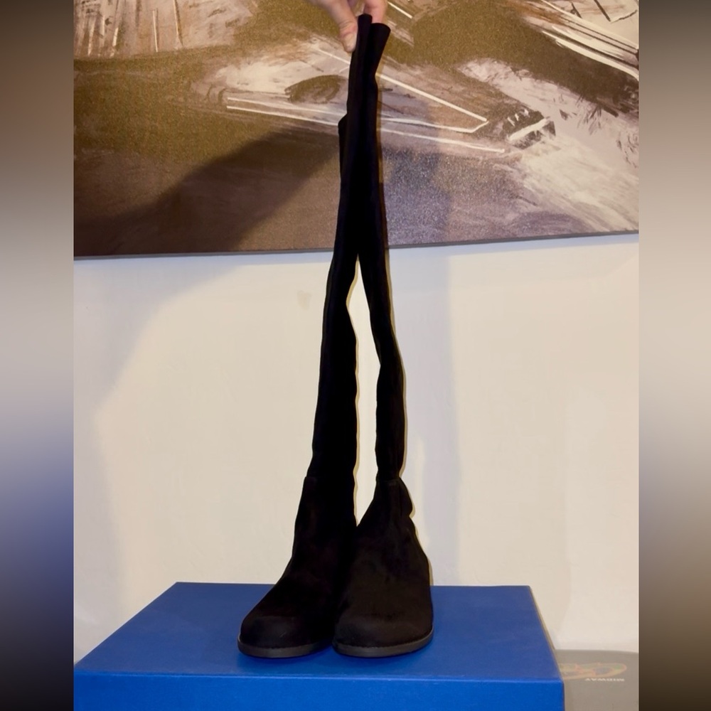 Stuart Weitzman 5050 Black Suede Over-the-Knee Boots